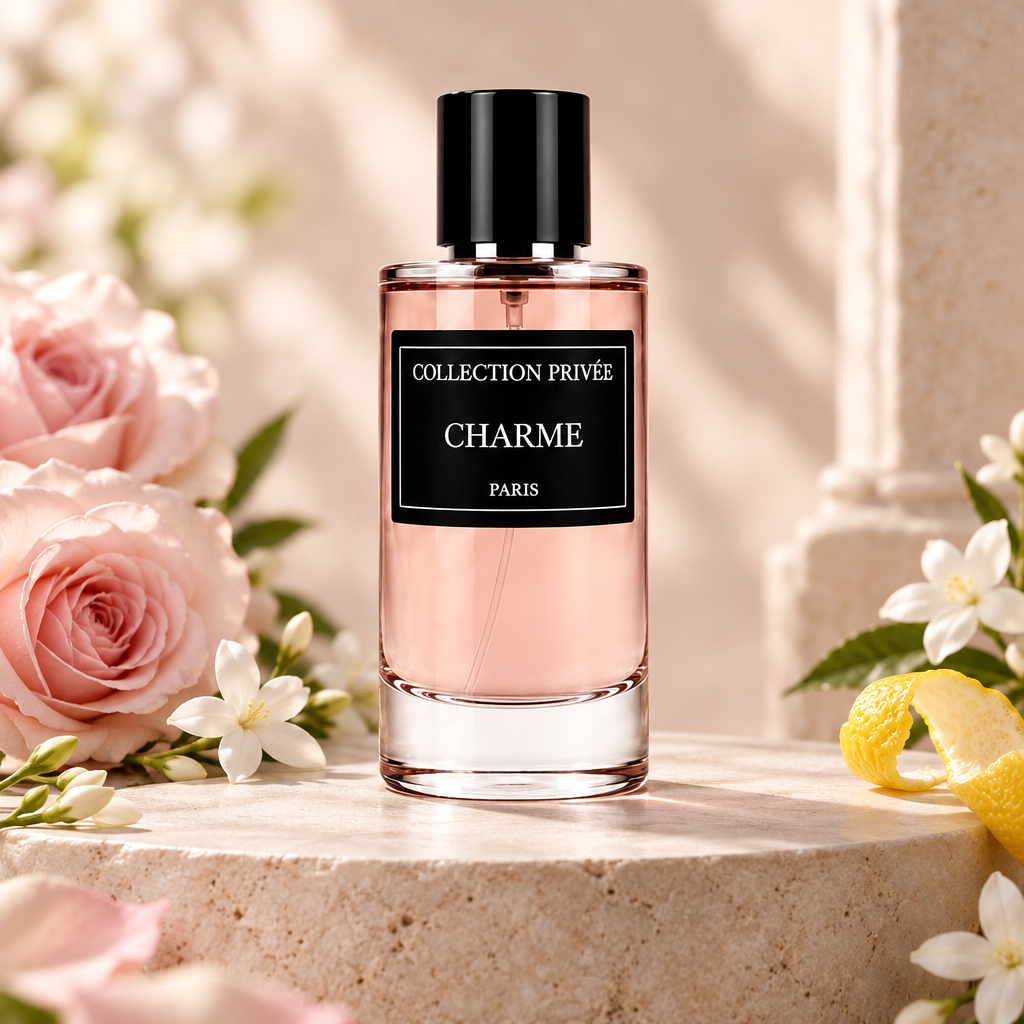 Charme parfum met rozen, jasmijn en citrus in zachte blushtinten