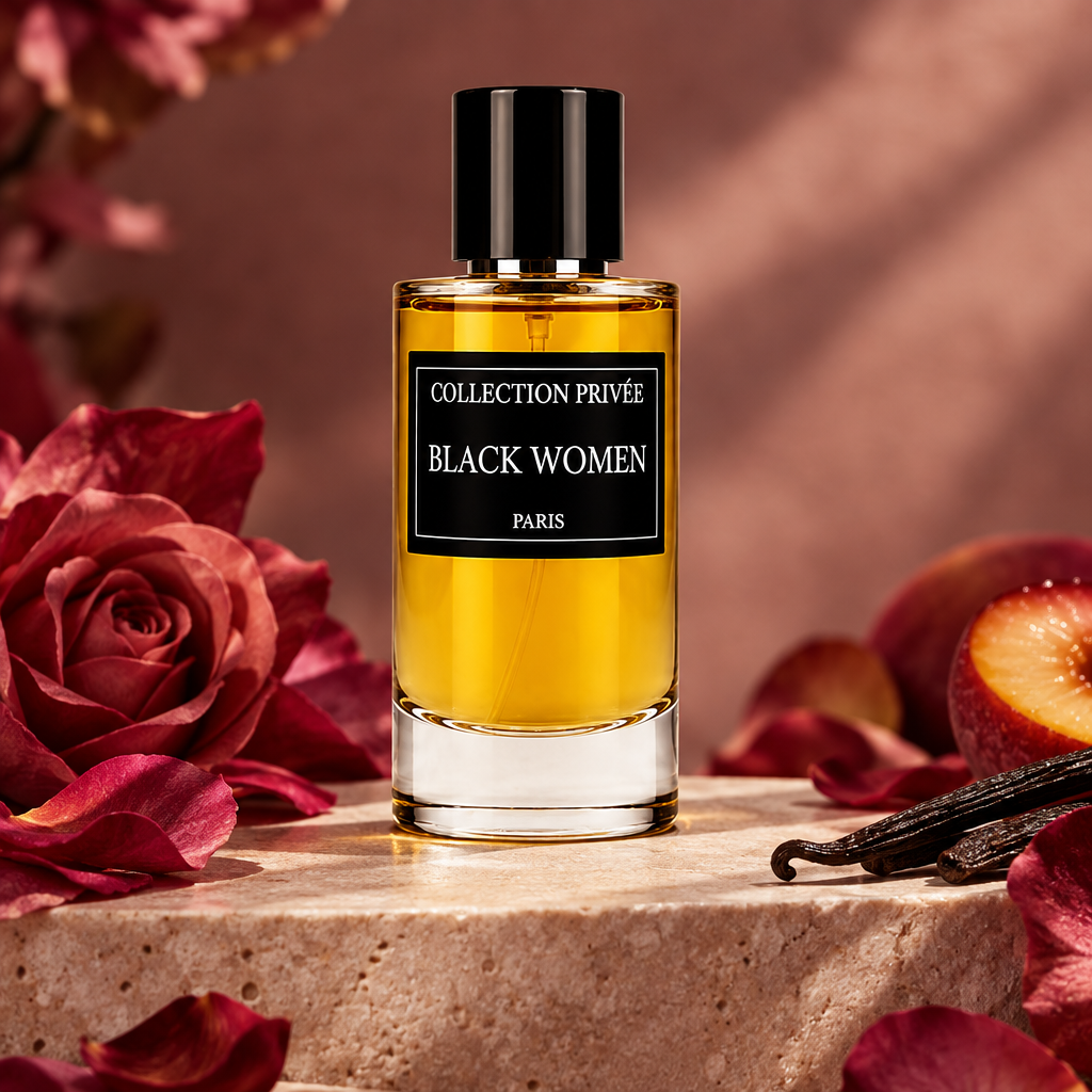 Black Women parfum met rozen en vanille in warme blushtinten